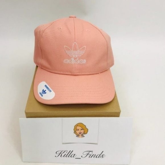 Adidas Originals Relaxed Outline Baseball Hat Coral Pink Women New - Picture 4 of 8